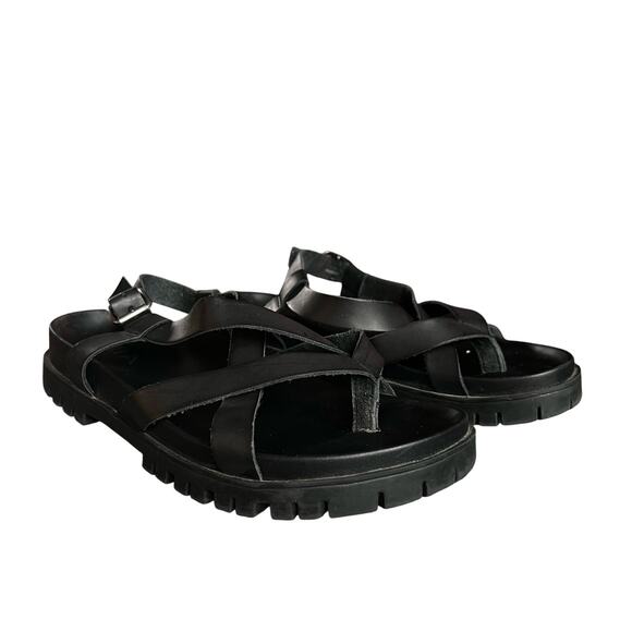 MIA Shoes - MIA  Black Tandy Sandals Size 7 Strappy Lug Sole MH1911MM